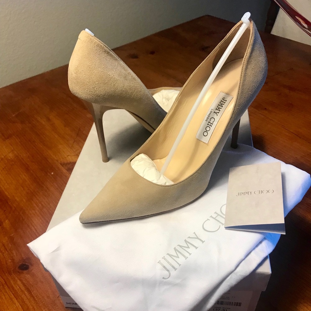 Jimmy Choo Abel Nude Suede Pump 7.5